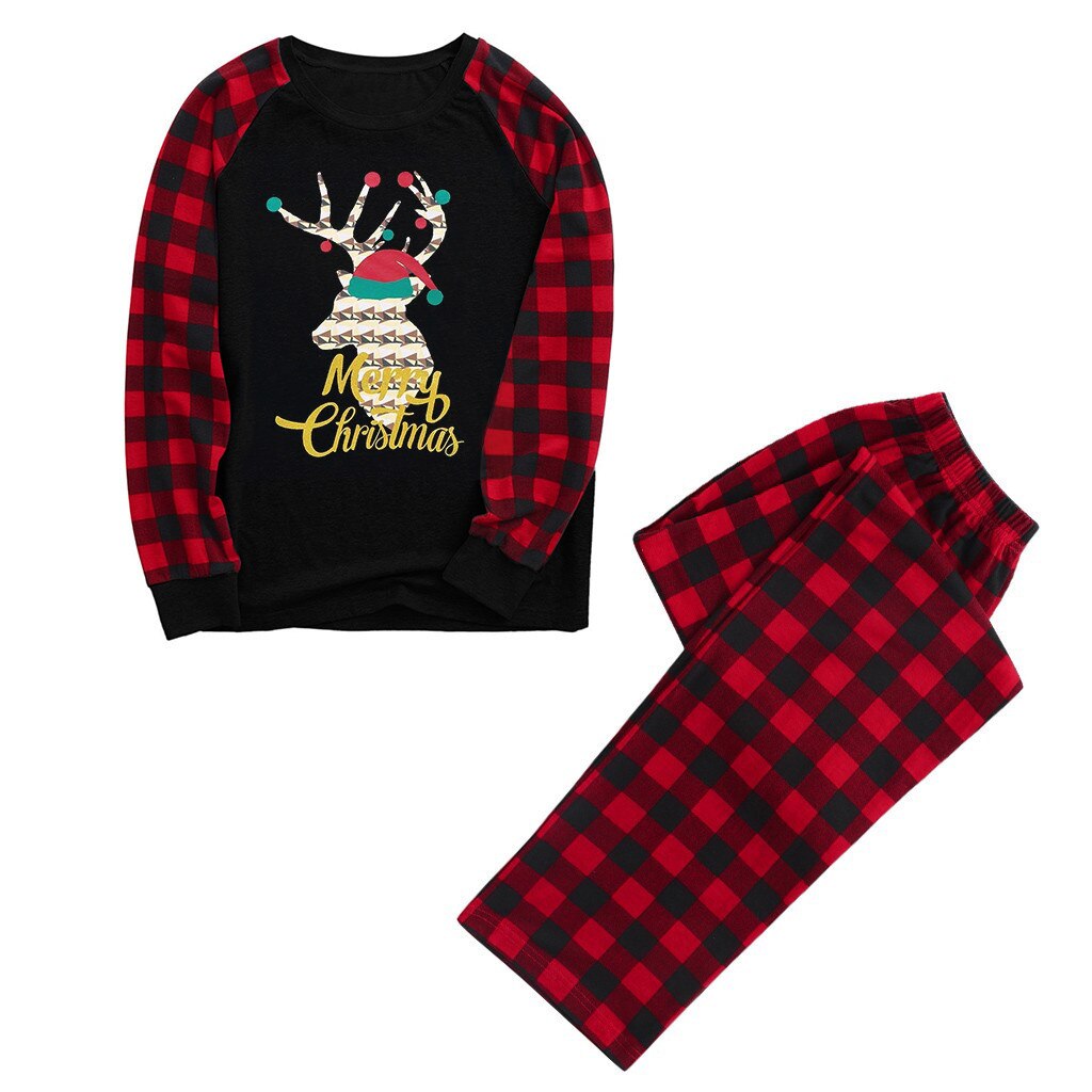 pyjama homme Men Christmas Pijamas Xmas Family Clothes Pajamas For Men Home Suit Winter Sleepwear Tops + Pants Christmas Pajamas: C / S