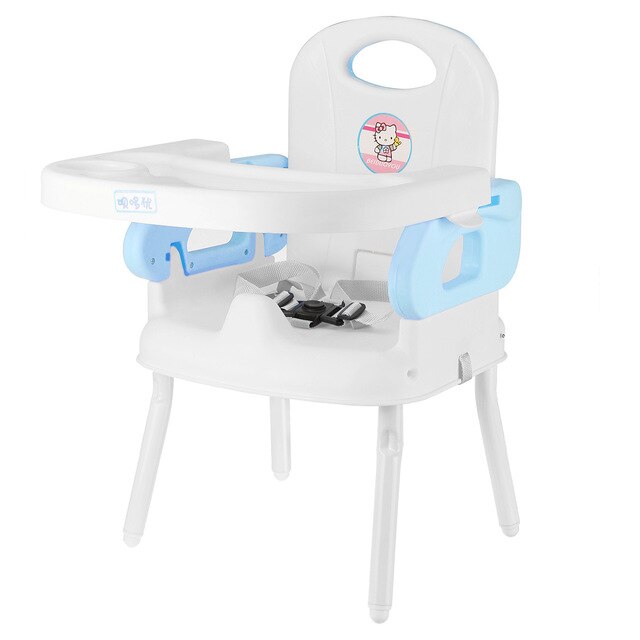 Portable Baby Seat Baby Dinner Table Multifunctional Baby Kid Highchair Children Adjustable Folding Feeding Chair Booster Seat: Blue
