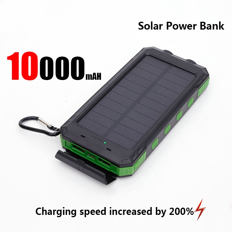 Banco de energía Solar de 50000mAh, cargador portátil de carga rápida de gran capacidad, cordón, brújula, batería externa, energía de respaldo para exteriores: Naranja