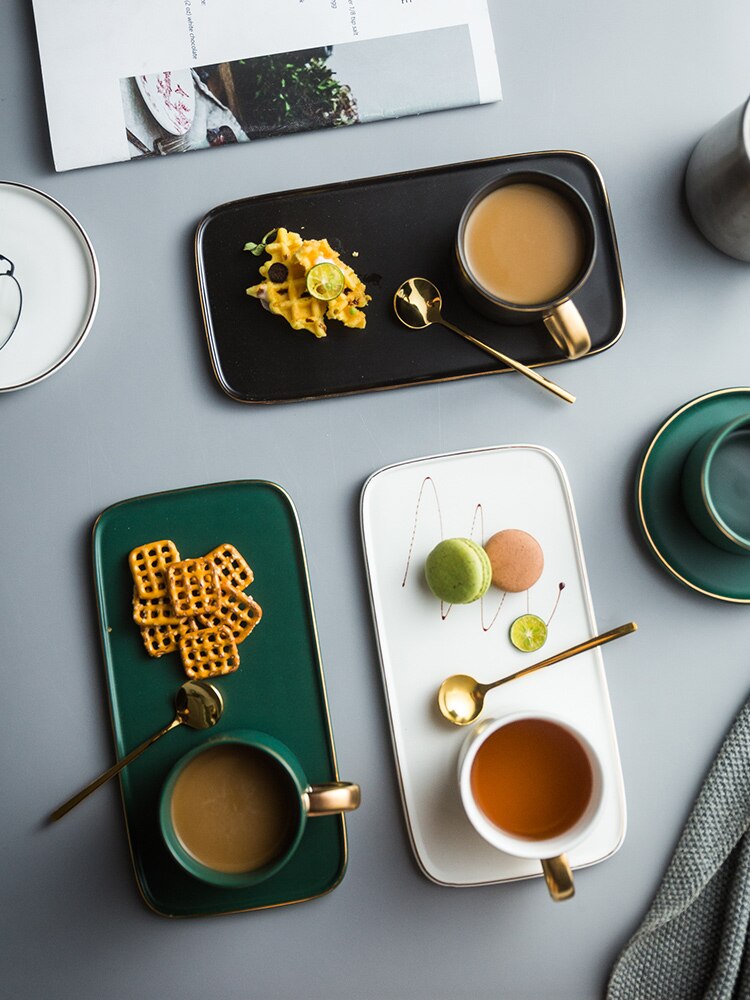 Coffee cup saucer with spoon luxury Phnom Penh ceramic cup and saucer breakfast, afternoon tea cup and saucer tray box set