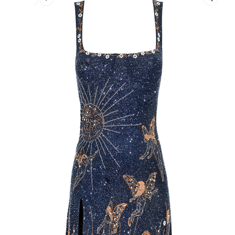 Girls Women's Sleeveless Suspenders Club Dress Split Female Dress Vestido Pattern Printed Slim Mini Party Dress