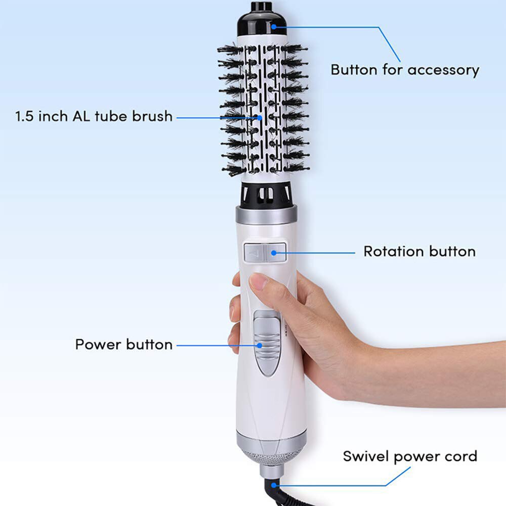 Brosse sèche-cheveux 3 en 1, ronde, rotative à Air , ionique négatif, Volumizer, bouclage automatique