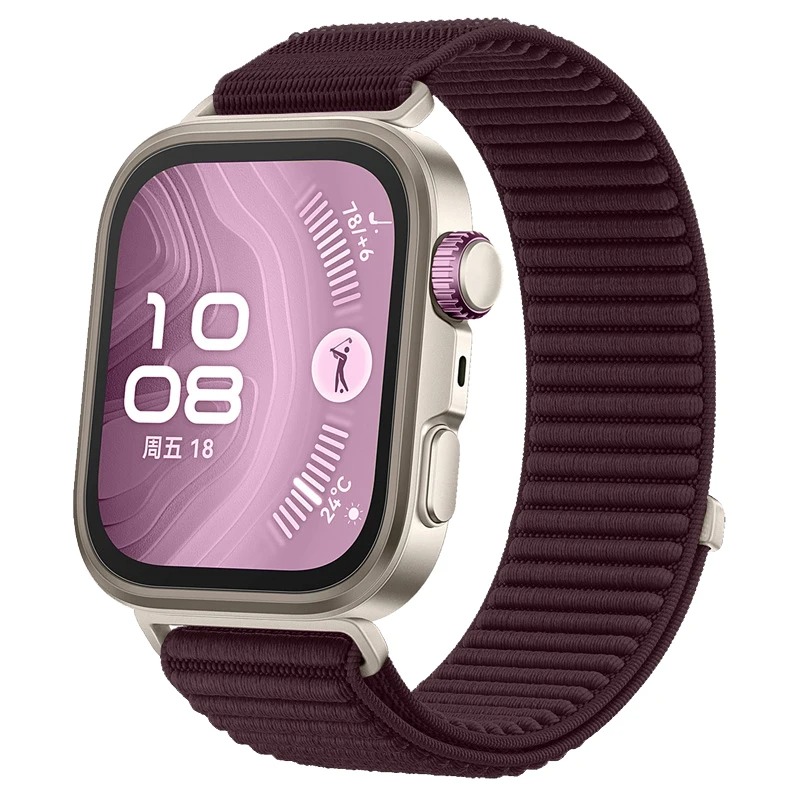 Bracelet à boucle en Nylon pour montre Huawei Fit 3/4/4Pro, tressé, confortable et respirant, pour Huawei Watch Fit 3/Fit 4/4Pro, accessoires: XXXL / Rouge noir