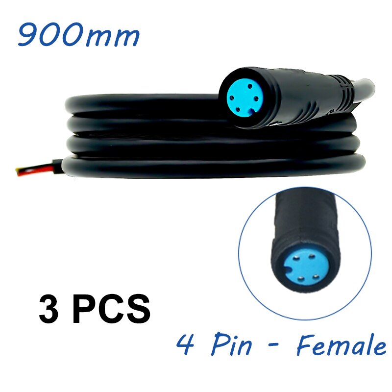 Julet wodoodporny kabel 2/3/4/5/6 Pin 900mm przewód konwersji elektryczny przedłużacz kabla Ebike do wyświetlacza Ebikes: 4Pin Female 3pcs