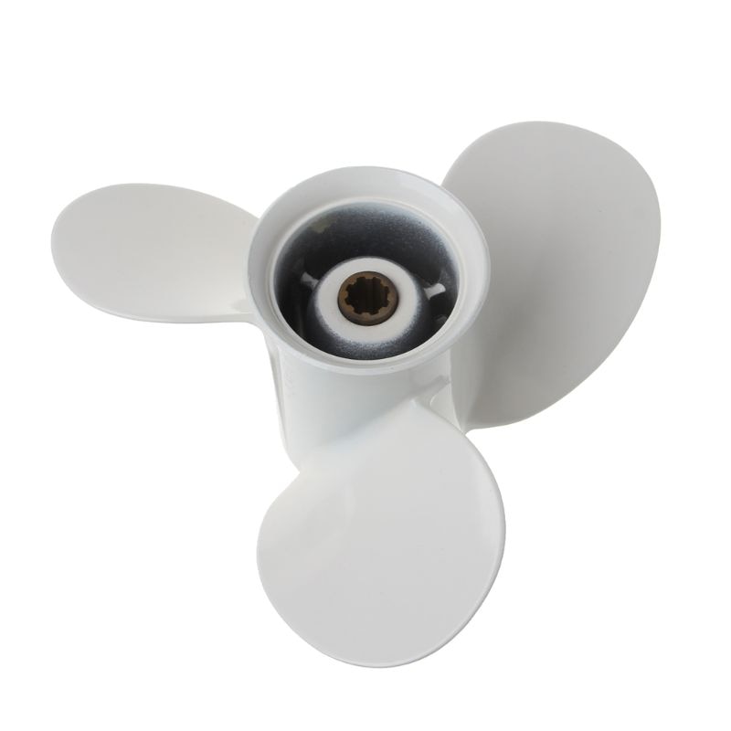 Boot Buitenboordmotor Propeller 9 1/4X10 Aluminium Voor Yamaha 9.9-15HP 63V-45945-00-EL Wit 3 Blades 8 Spline tand R-Rotatie