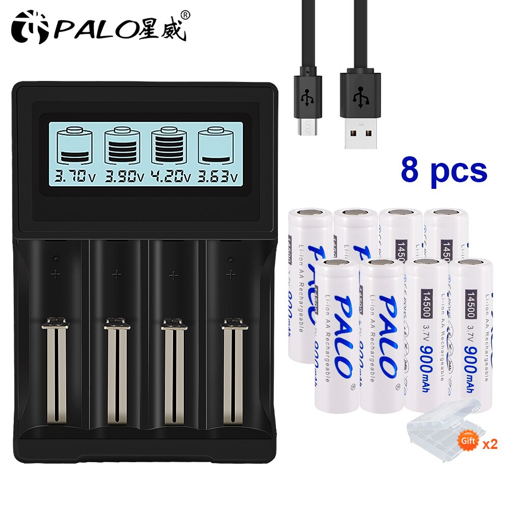 PALO 3.7V 18650 batterij oplader voor 18650 26650 16340 14500 lithium batterij + 14500 AA Li-Ion Oplaadbare Batterij