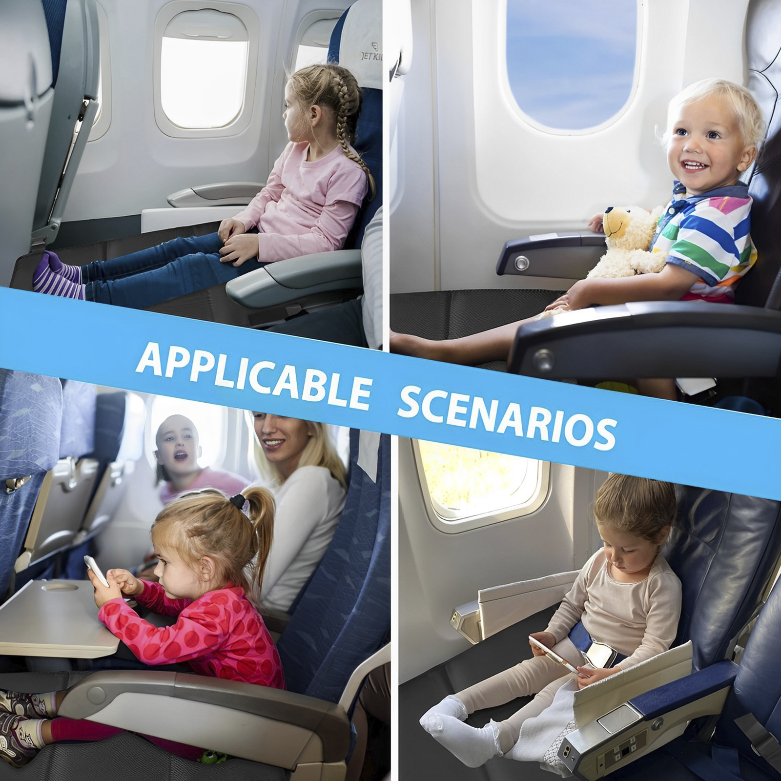 Cama de avión de viaje para pedales de bebé, hamaca portátil para reposapiés, cama para niños, asiento de avión con bolsa de almacenamiento, extensor de reposapiés