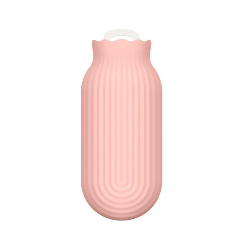Explosion-proof Water Bottle Portable Thick Silicone Rubber Water Bottle Irrigation Hand Warmers Warm Palace War 1PC: pink L