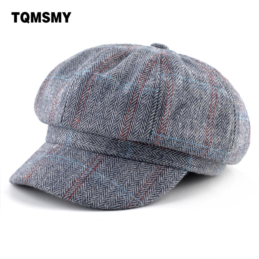 Gorros octogonales de tela de algodón para hombre, gorro de pintor a rayas para Newsboy, boinas informales de invierno para hombre, gorra Boina cálida de doble capa para otoño