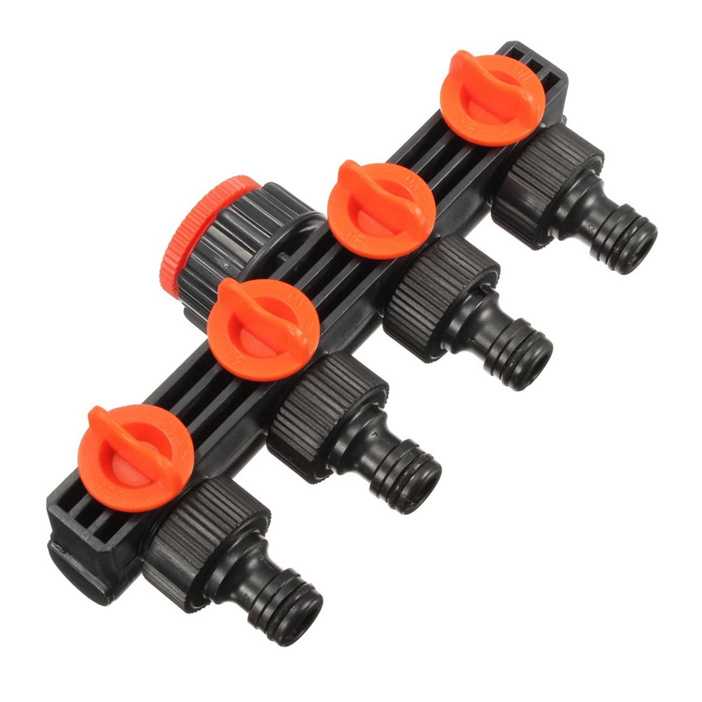 WINOMO Garden Hose Quick Connector 4 Outlets Plastic Water Pipes Connector for Garden (Black and Jacinth)