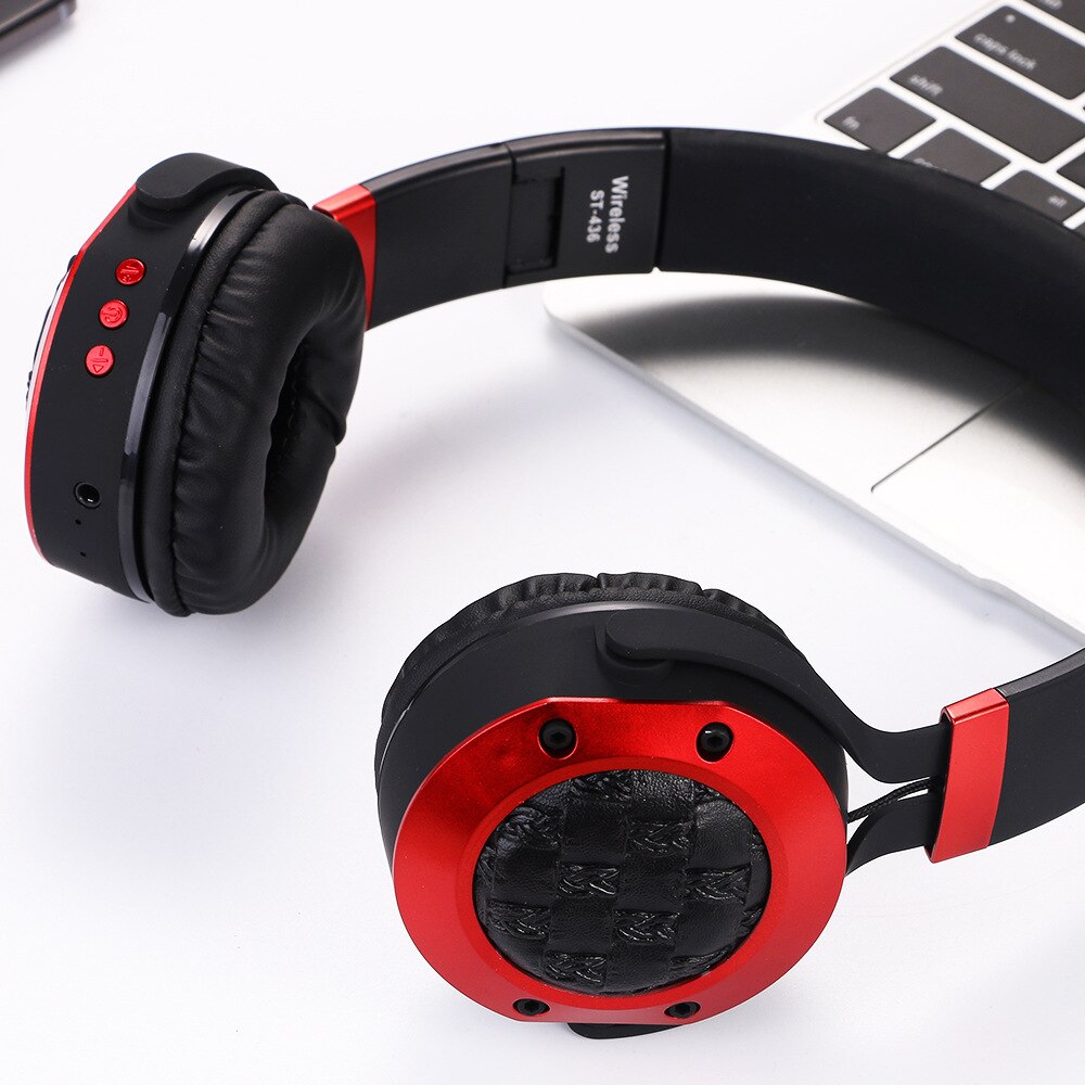 Plug-in Bluetooth Headset 5.0 Leather Earmuff Headset Wireless Headset with Michael Phone Headset