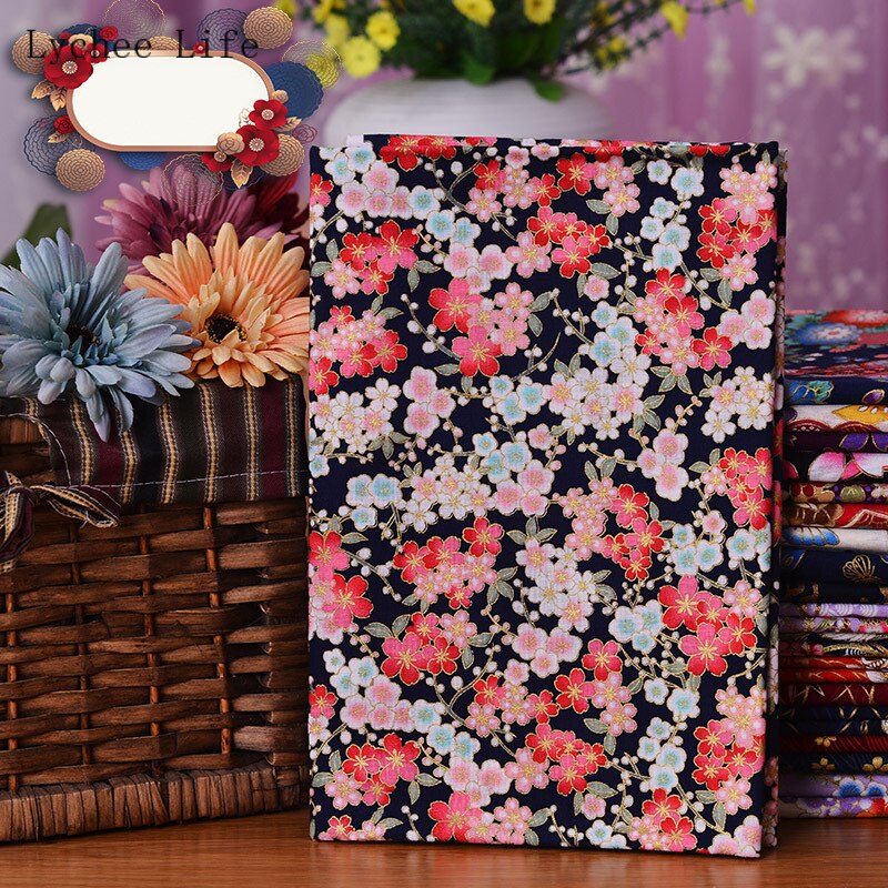 Lychee Leven Japanse Vlinder Kraan Gedrukt Patchwork Stof Zwart Rood Katoen Kersenbloesem Bronzing Stof Diy Naaien Ambachten: 8