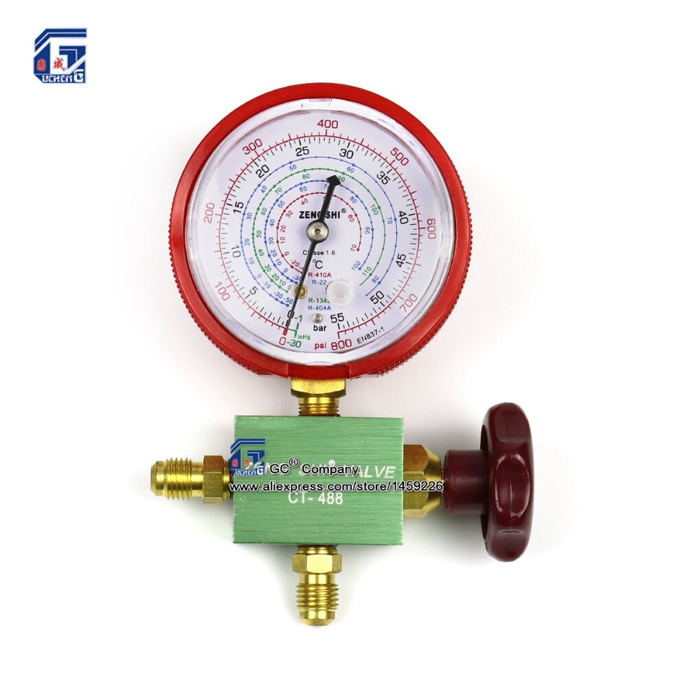 High / Low Pressure Manifold Gauge R134a R404a R22 R410a Manometer with Valve A/C Air Conditioning