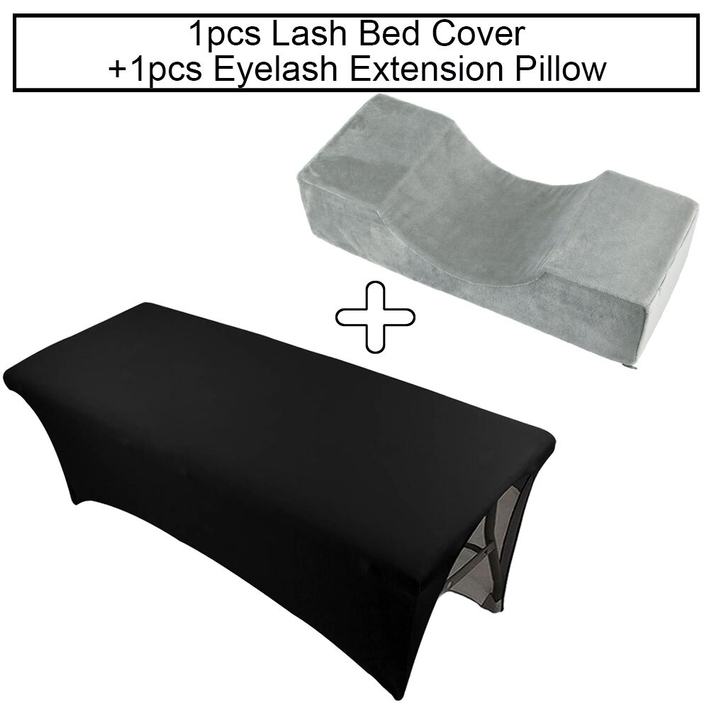Lash Bed Eyelash Couch Cover Sheet Pillow For Extension Makeup Salon Bed Grafting Eyelashes Lash Extension Supplies: Grey Set 2
