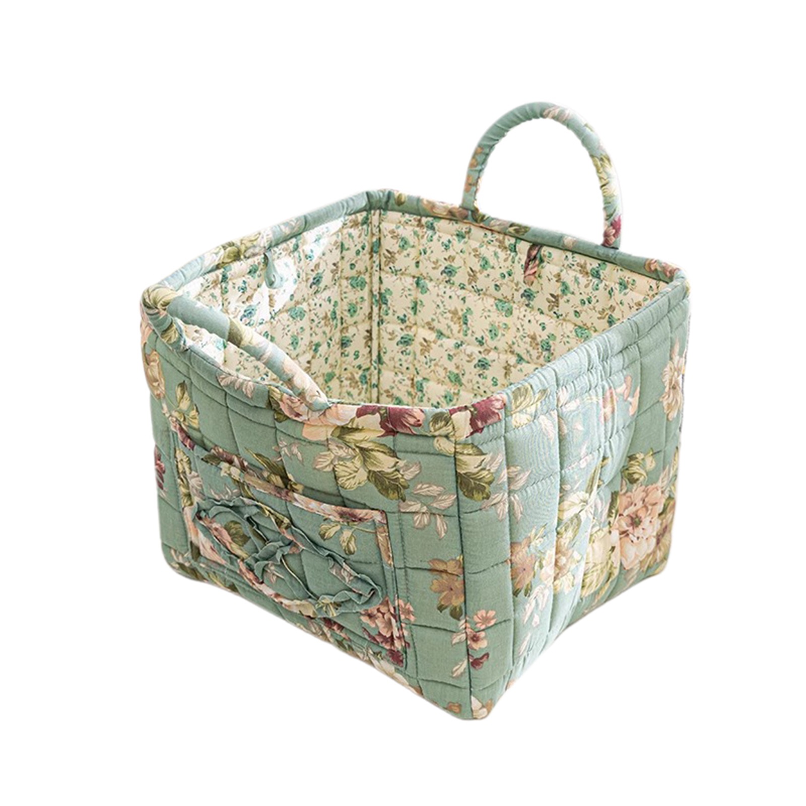 Women Large Capacity Fabric Sweet Floral Storage Baskets Laundry Baskets with Easy Carry Handles Laundry Hampers Home Decoration: Blue