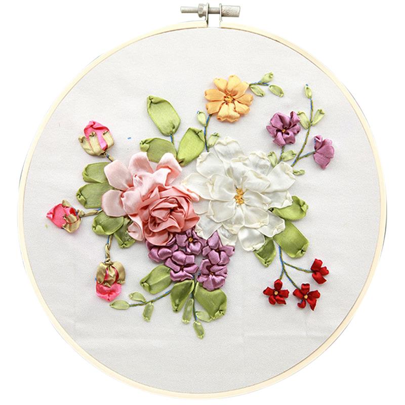 Embroidery Starter Kit DIY Floral Silk Ribbon Embroidery Kit Wall Decoration Flower Printed Pattern Embroidery Kits: 2