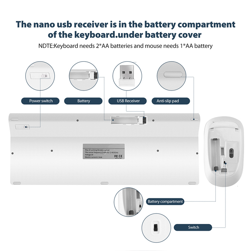 SeenDa-teclado y ratón inalámbricos Combo, 2,4G, ultrafino, para ordenador Windows, Bluetooth, para Ipad