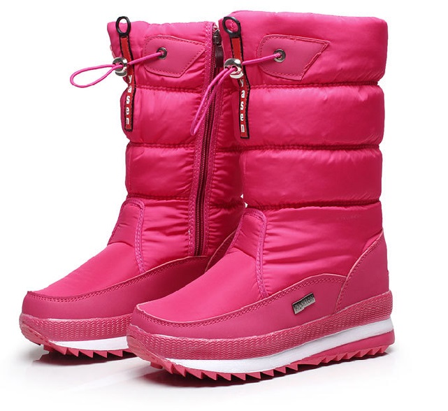 Women Snow Boots Platform Winter Boots Thick Plush Waterproof Non-slip Boots Women Winter Shoes Warm Fur Botas mujer: Pink / 36