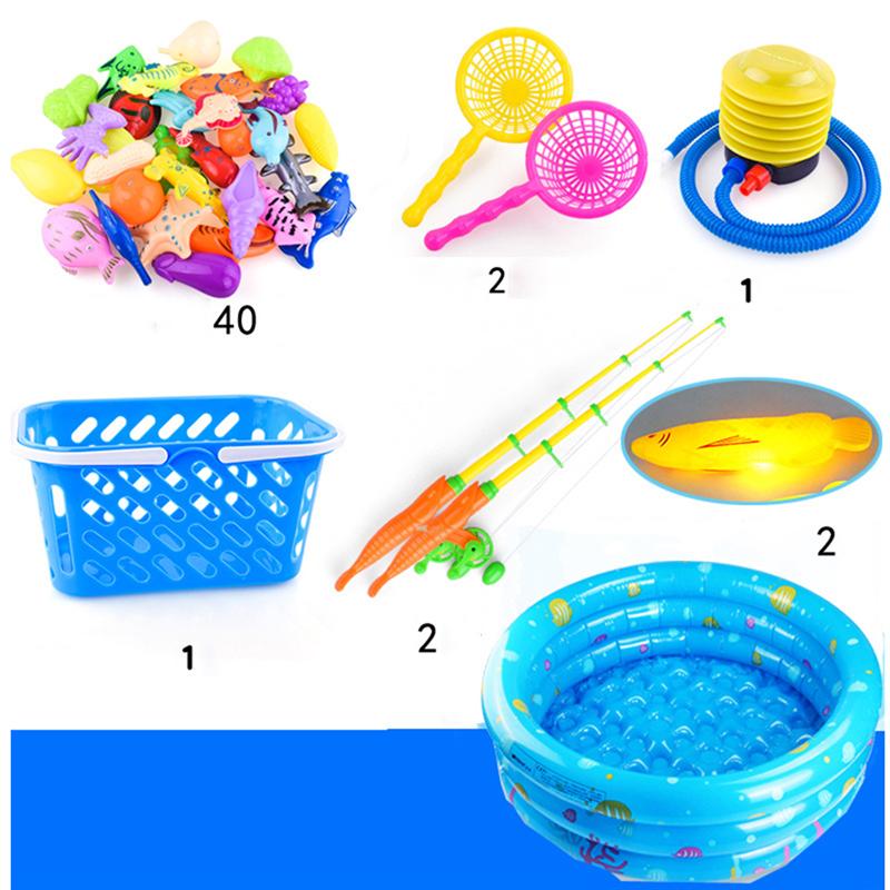 49 pçs brinquedos de pesca magnética água brinquedos de pesca do bebê engraçado bonito colorido brinquedos educativos com piscina redonda para meninas meninos