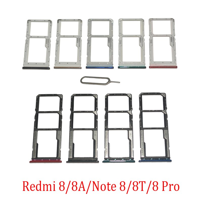 Bandejas para tarjeta SD SIM de teléfono, para Xiaomi Redmi 8 8A Note 8 Por 8T, ranura para tarjeta SIM de teléfono Original, soporte para cajón, pieza + Pin