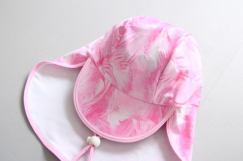 Flamingo Summer Girls Swimwear with Sun Hats UPF50+ One-Piece Swimwear for Kids Little Girls