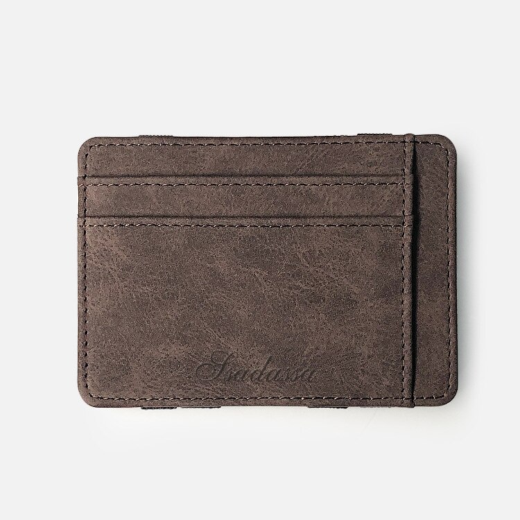 Magic Wallet Nubuck Leather Men's Coin Purse Credit Card Holder Wallets: Coffee