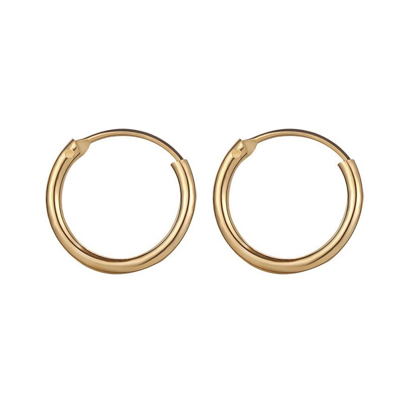 1 par de pendientes de acero quirúrgico para mujer y niña, aretes de aro redondos simples, Pendientes colgantes de hélice Punk, de joyería: Gold / 1.5cm
