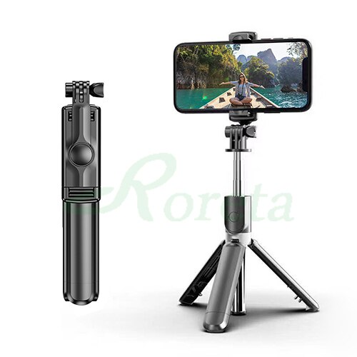 Roreta 3 em 1 sem fio bluetooth selfie vara handheld monopé tripé dobrável com obturador de controle remoto para telefone inteligente: Default Title