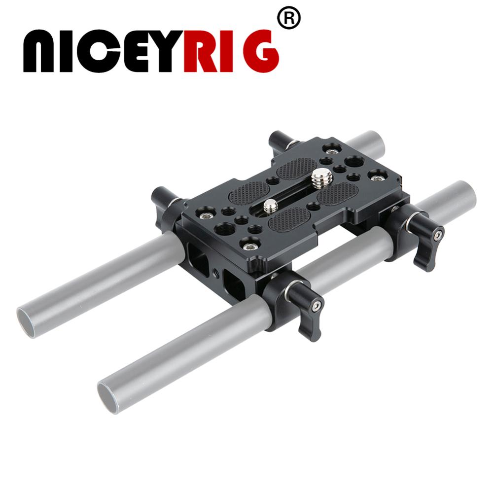 Niceyrig Piatto di Formaggio Piastra Del Ponte 15 Millimetri Rod Piastra in Alluminio Piastra di Base Della Macchina Fotografica Video Rig Spalla Rig Ferroviarie Piastra di Base 1/4 3/8 vite