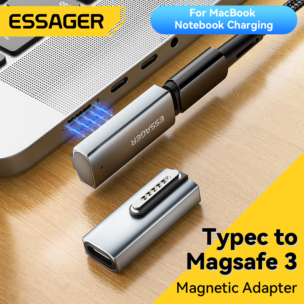 Essager 140W Adapter magnetyczny typu C do Apple Magsafe 3 MacBook Air Pro 2021-2023 Kąt 90 stopni Konwerter szybkiego ładowania USB C