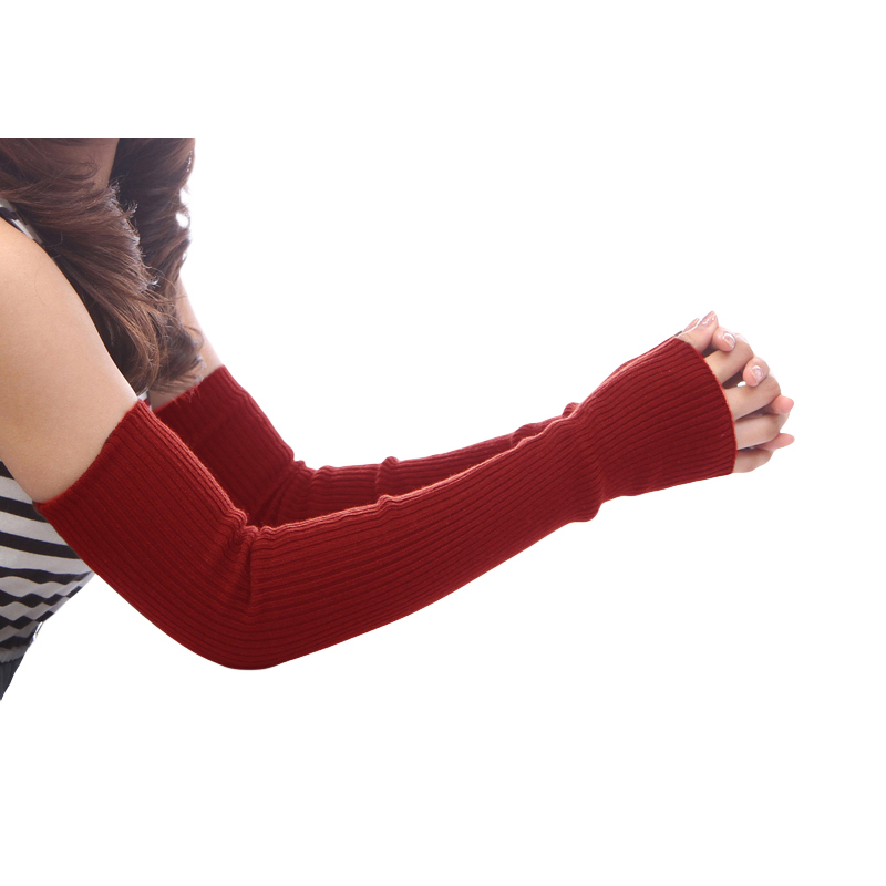 Guanti lunghi senza dita in misto cachemire da donna scaldamuscoli in misto lana invernale guanto in maglia bianco per donna 40cm 50cm 60cm di lunghezza: Borgogna / 5