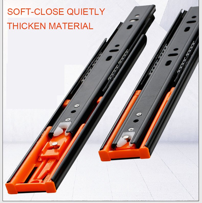 2PCS6" - 20" Stainless Steel Drawer Slides Soft Close Drawer Track Rail Sliding Three-Section Cabinet Slides Furniture Hardware