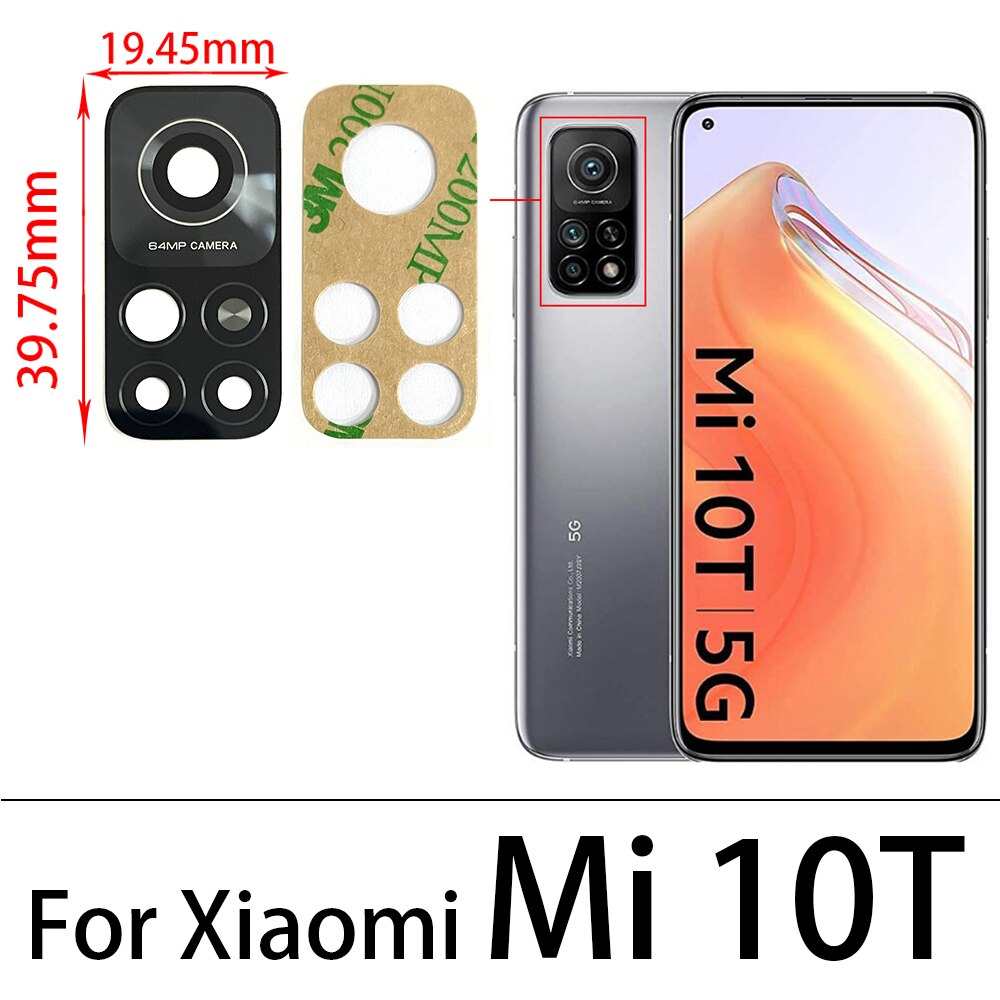 Rear Back Camera Glass Lens For Xiaomi Mi A2 Lite A1 A3 8 9 10 Ultra 11 Lite 10T Pro Poco F3 Poco X3 Pro Camera Glass Lens: Mi 10T