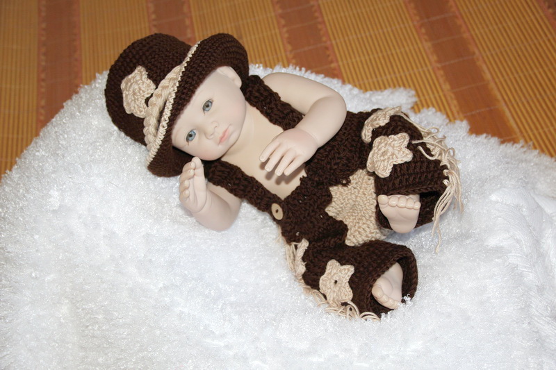 Frete grátis, chapéu de vaqueiro do bebê de crochê, chapéu de estilo cowboy recém-nascido, calças, conjuntos de capas de fraldas, foto recém-nascido prop tamanho: 0-1m,3-4m