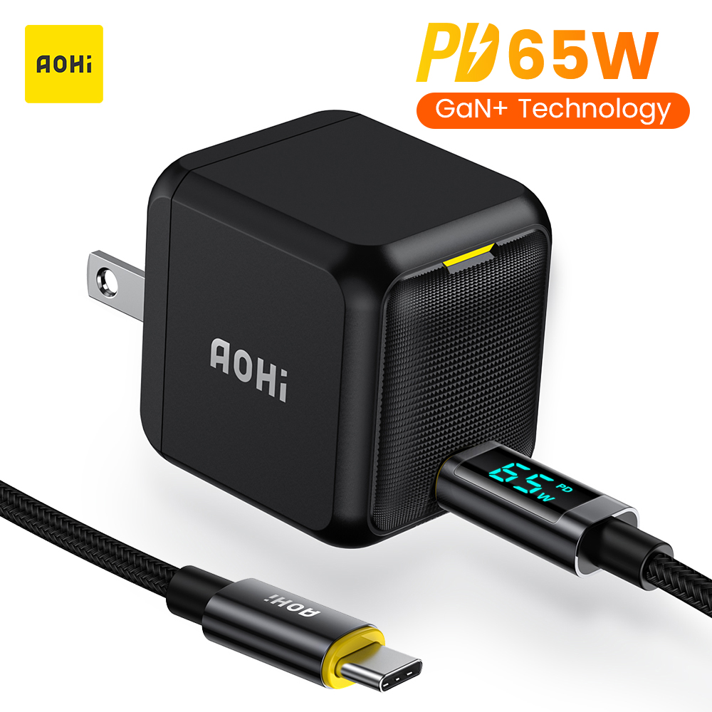 Aohi Magcube 65W Gan + Lader Type C Pd Charger Met 100W Usb C Tot C Kabel Quick oplader Voor Macbook Iphone 13 12 Snel Opladen