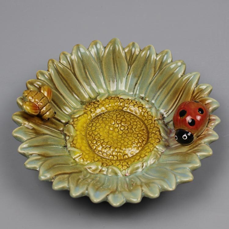Flower sunflower Ceramic Smoke Rolling tray Desktop Crafts home Decoration accessories: Green