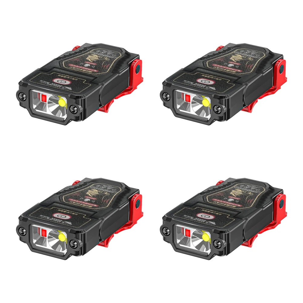 1-10 stk. mini-sensor-led-pandelampe med hat og kasketklemme, genopladelig pandelampe, vandtæt lommelygte til camping og fiskeri: Rgb
