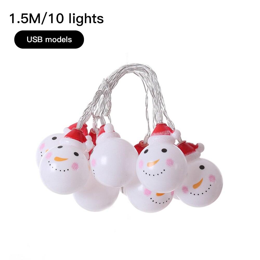 Snögubbar julårs krans 3m 20 led ljusslingor utomhus vattentät belysning för fest deco gatufestong: 1.5m st usb-formar