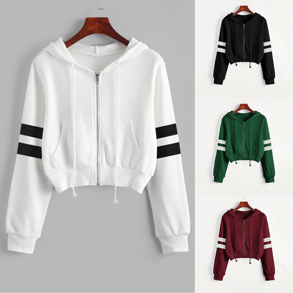 Dames casual effen kleur lange mouwen hoodie sweatshirt met capuchon gestreepte lange mouwen sudadera mujer de moda