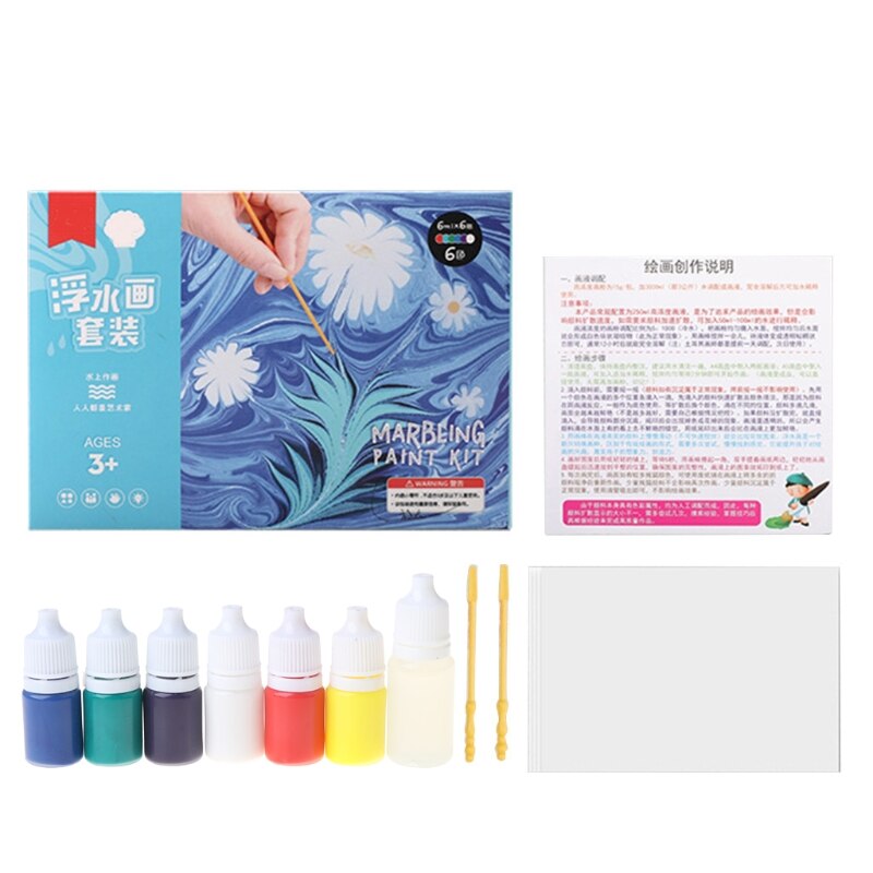 Kid Water-based Art Paint Set DIY Painting on Water Set of 6 Color Acrylic Paint C90C