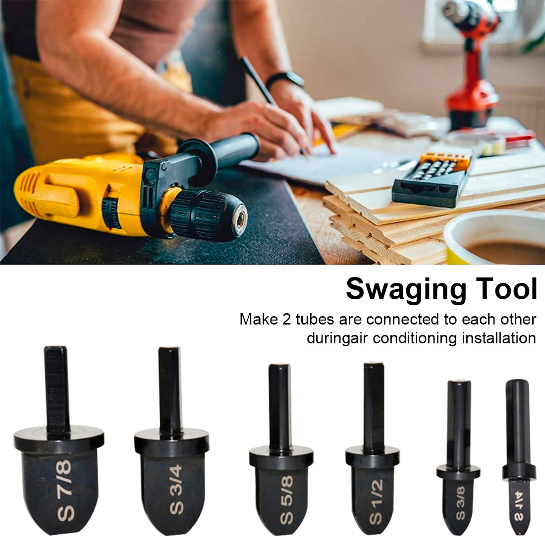 Flaring Tool Drill Bit Set Tube Expander Multifunction Air Conditioner Refrigerator Copper Pipe Swaging Tool Drill Bit Set