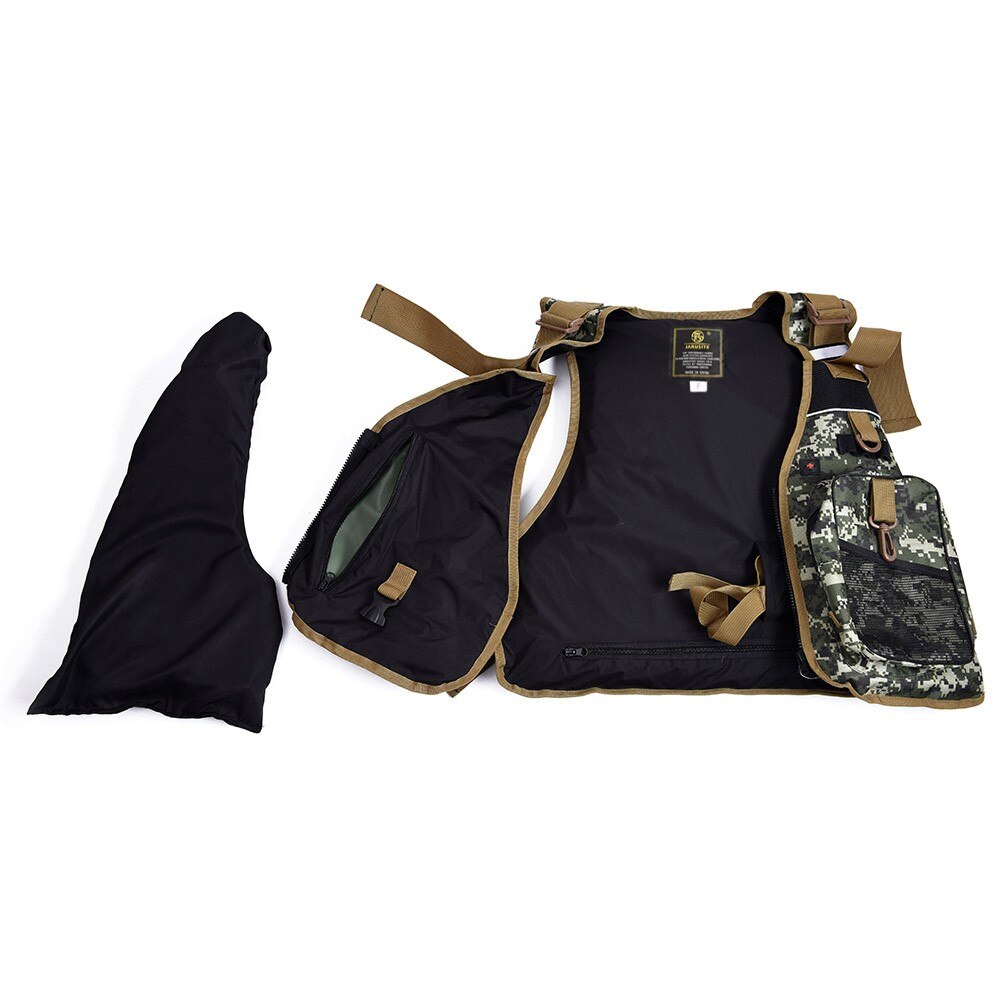 Gilet de pêche en plein air pour adultes, veste de flottaison en bateau avec chapeau de soleil