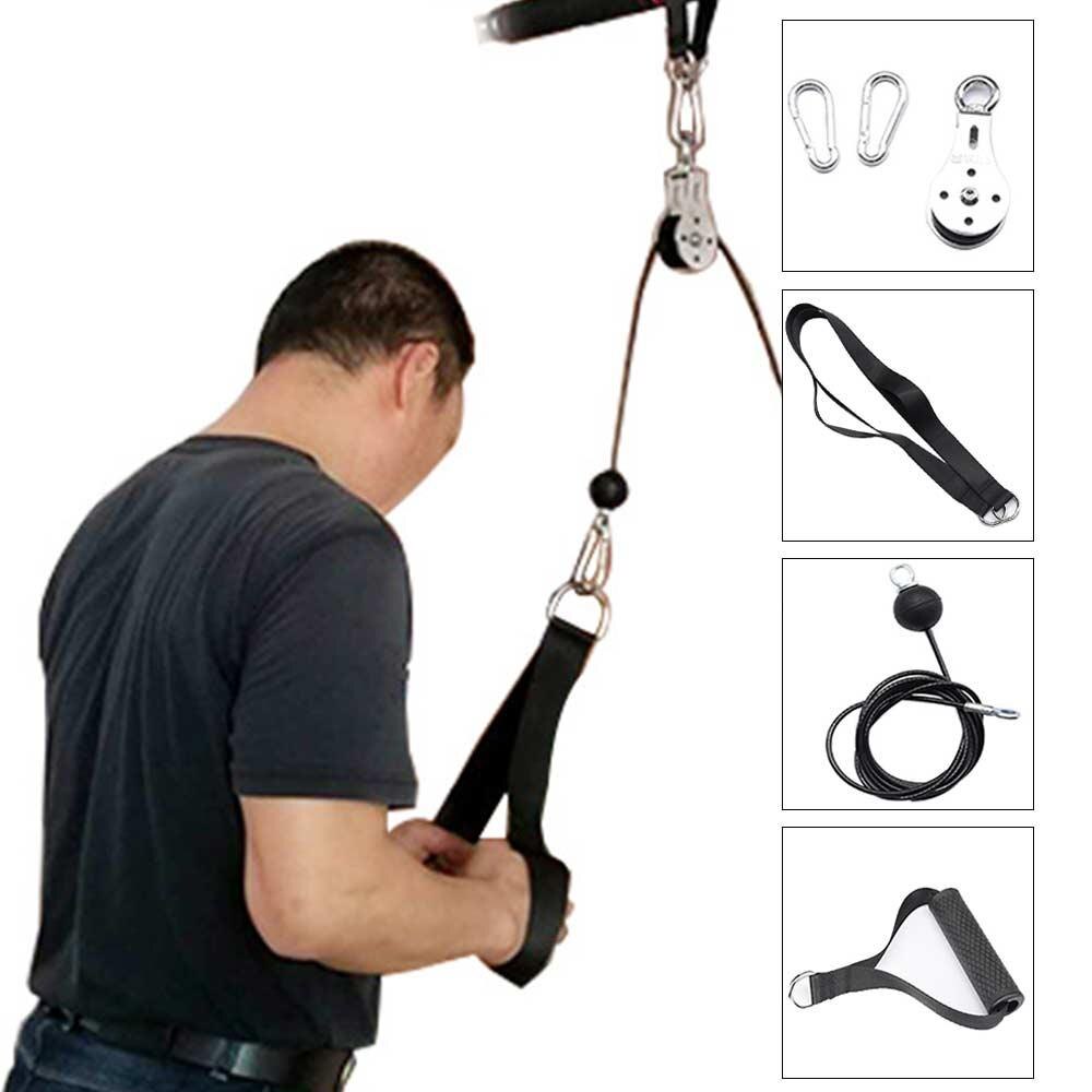 Fitness DIY Pulley Cable Machine Arm Strength Training Rope Cable Pulley System Durable Home Gym Workout Equipment Removable