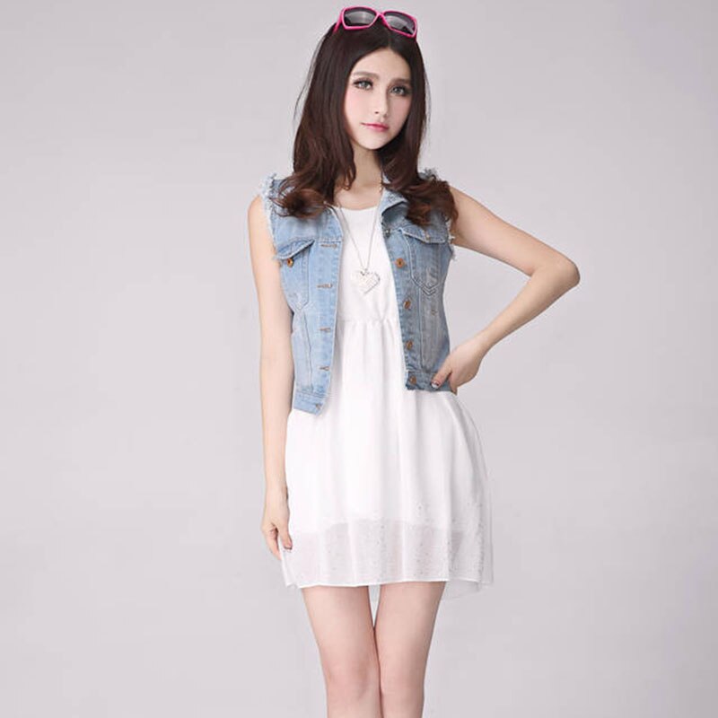 Women's Soft Denim Vest Tank Top – Sleeveless Raw Hem, Button Front, Regular Fit (Size M/Small) - View #9