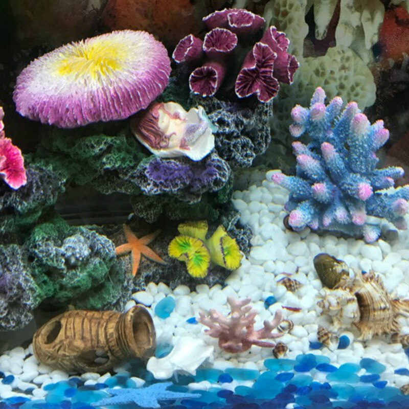 DW En Résine D'aquarium De Corail Artificiel Décoration Poisson Récif De Corail Pierre D'ornement Corail Fleur Décor Fond D'aquarium