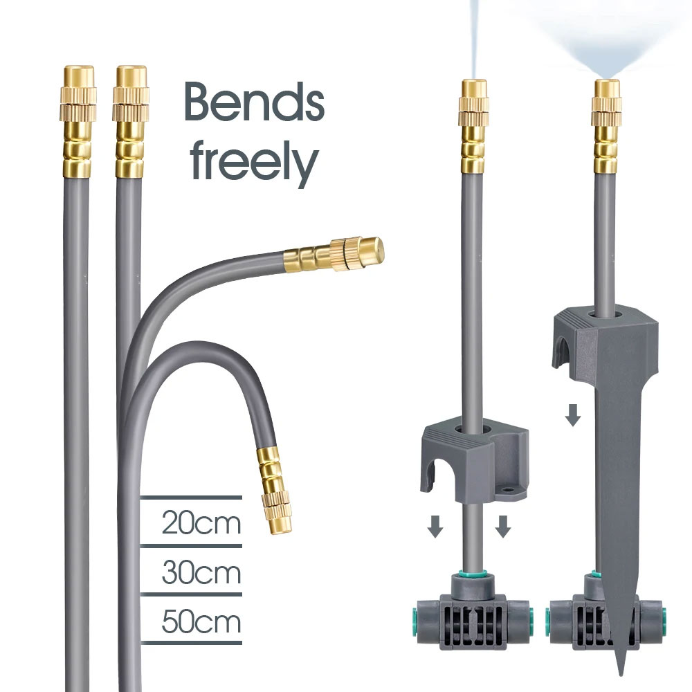 5M-30M 45W-60W Self-priming Pump Watering System 360° Bendable Mist Brass Misting Sprinkler Quick Connector Drip Irrigation Kits