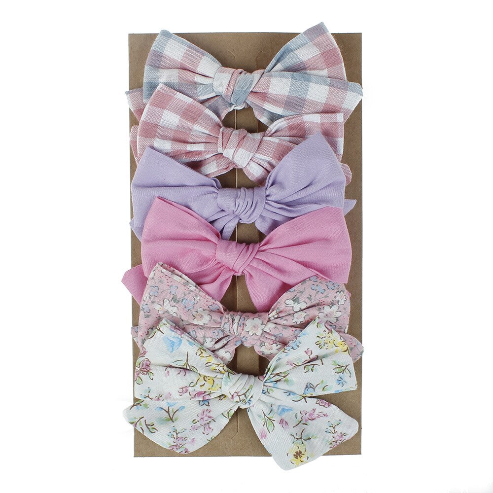 Pinzas para el pelo para niña, accesorios para el cabello de primavera, lazos de algodón para niña, horquilla, pasador de princesa, 6 unids/set por juego