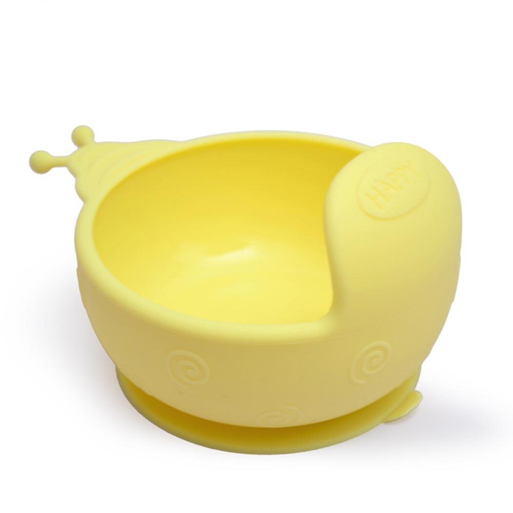 Tazón de silicona con forma de caracol para bebé, vajilla de alimentación de aprendizaje resistente al deslizamiento, Plato/bandeja para niños, vajilla con ventosa para bebé: YELLOW