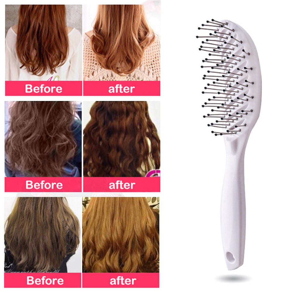 Gebogen Anti-Statische Haar Massage Kam Nat Droog Styling Borstel Voor Thuis Salon