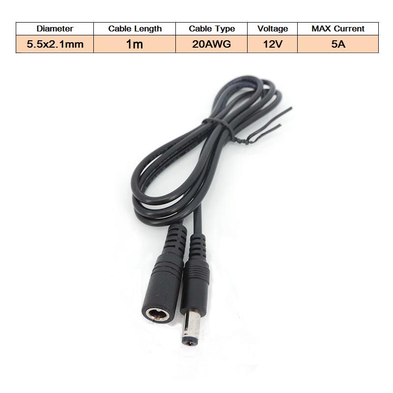 DC Vrouw naar Man Verlengsnoer 5V 2A 3.5x1.35mm/12V 5A 5.5x2.1mm Plug Jack Connector Kabel Voeding Adapter Lijn: Goud